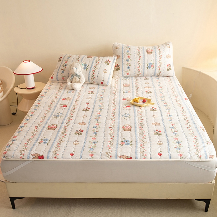 91家纺网 家纺一手货源 找家纺 眠博士 2025新款纯色简约牛奶绒夹棉床褥床笠系列-大床 牛奶绒夹棉床褥-恋恋画语