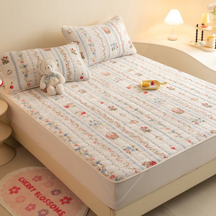 91家纺网 家纺一手货源 找家纺 眠博士 2025新款纯色简约牛奶绒夹棉床褥床笠系列-大床 牛奶绒夹棉床褥-恋恋画语