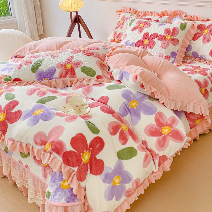 91家纺网 家纺一手货源 找家纺 (总) 铠畅 2025新款加厚牛奶绒床盖四件套