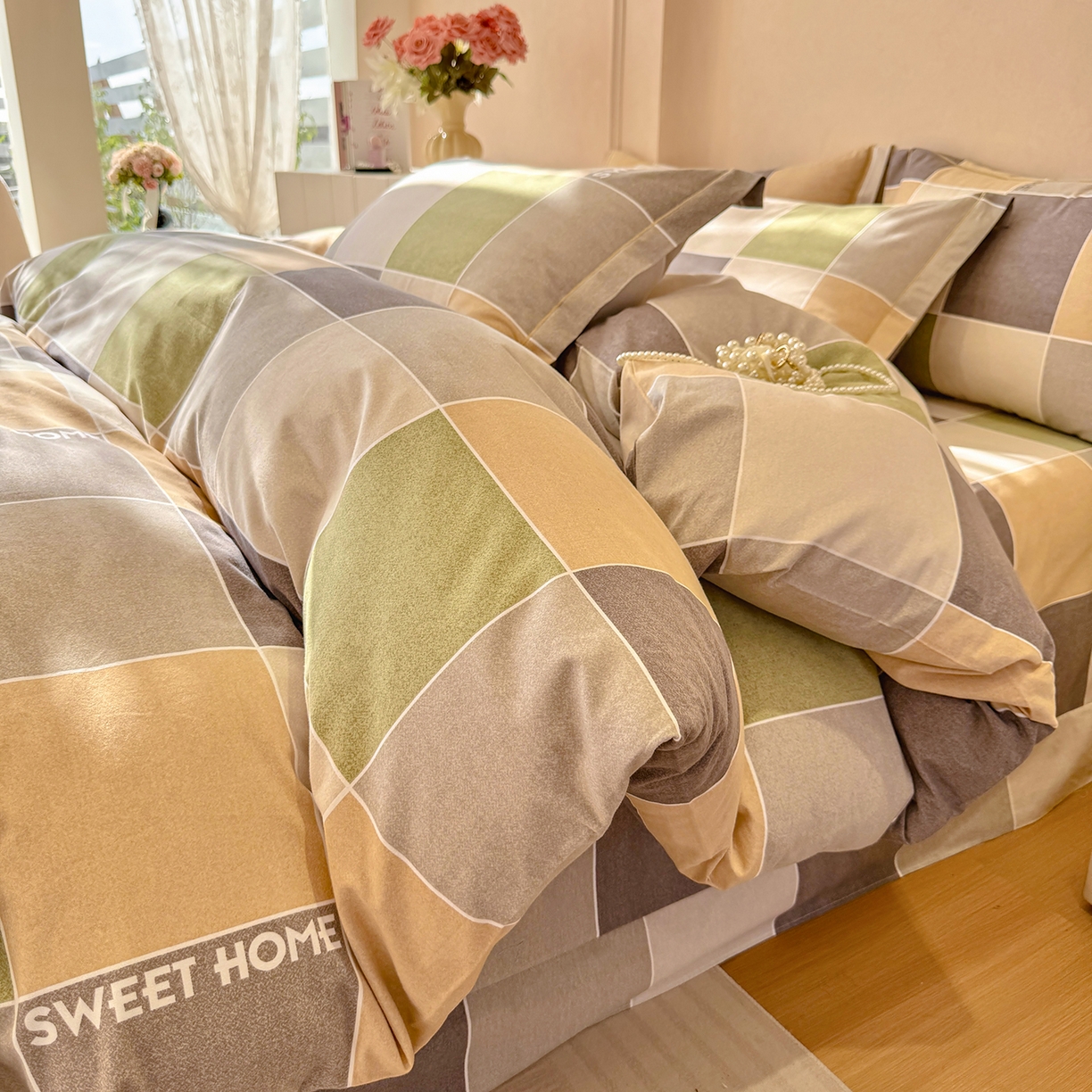 91家纺网 家纺一手货源 找家纺 壹贝家纺 2025新款A类100%全棉加厚磨毛四件套系列 星辰