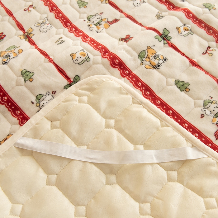 91家纺网 家纺一手货源 找家纺 眠博士 2025新款纯色简约牛奶绒夹棉床褥床笠系列-大床 牛奶绒夹棉床褥-幸福小猫