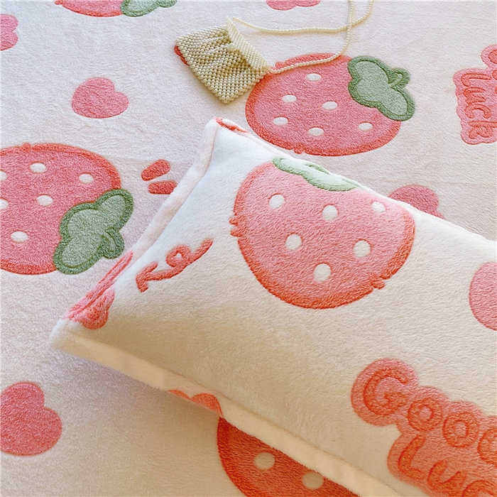 91家纺网 家纺一手货源 找家纺 梦尚舒 2025新款180克雪花绒床笠单品床笠床笠单件 啵啵草莓