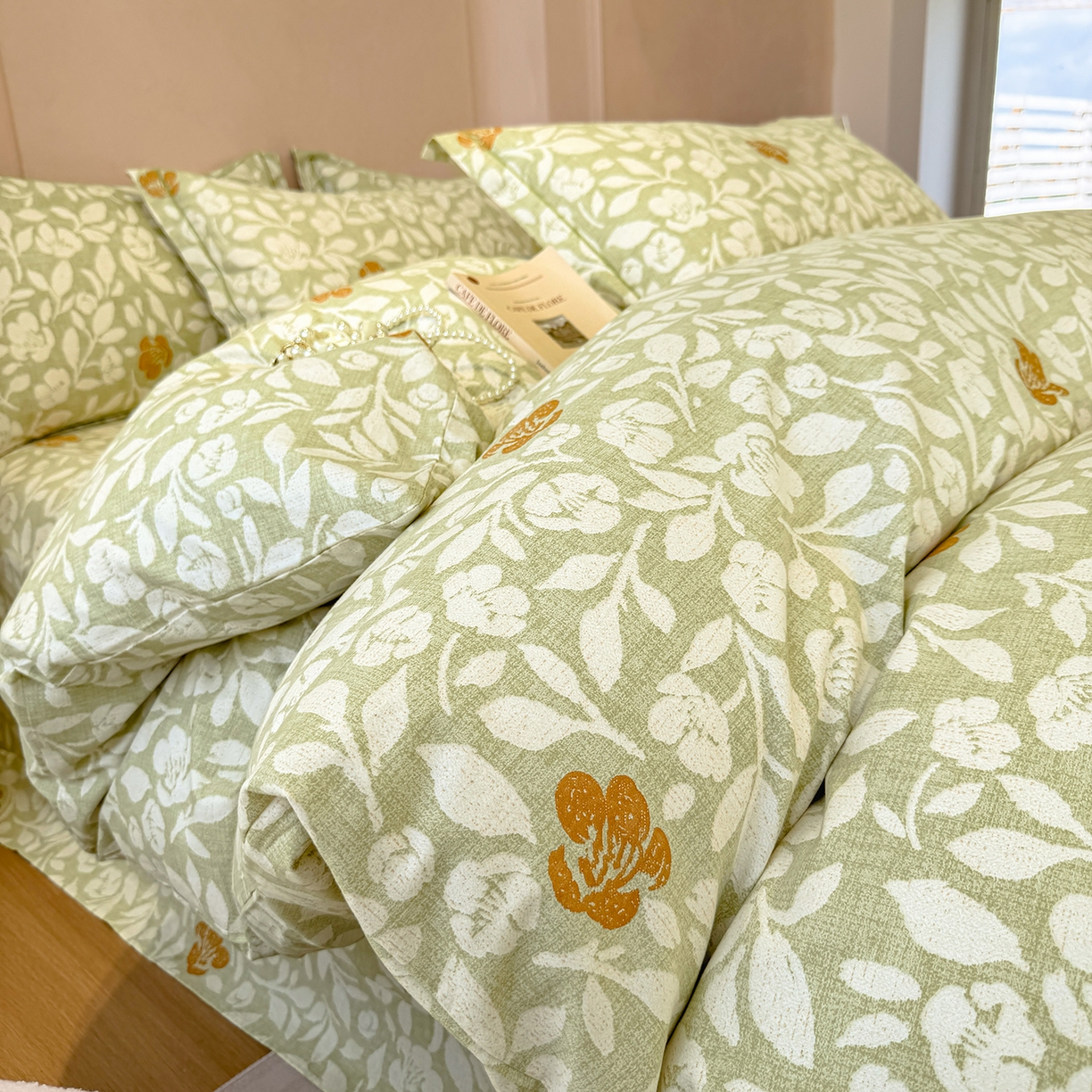 91家纺网 家纺一手货源 找家纺 壹贝家纺 2025新款A类100%全棉加厚磨毛四件套系列 芷绿