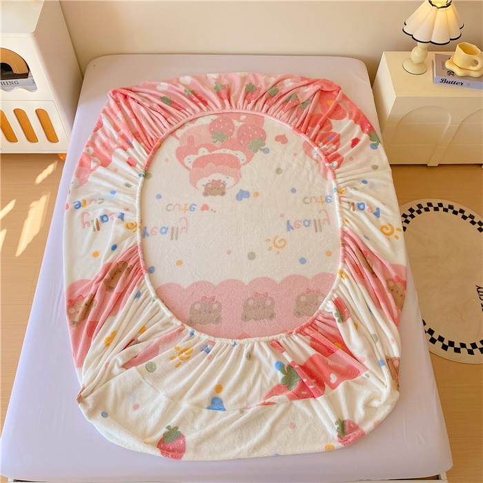 91家纺网 家纺一手货源 找家纺 梦尚舒 2025新款180克雪花绒床笠单品床笠床笠单件 草莓蛋糕