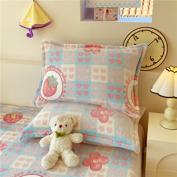 91家纺网 家纺一手货源 找家纺 梦尚舒 2025新款180克雪花绒床笠单品床笠床笠单件 草莓心愿