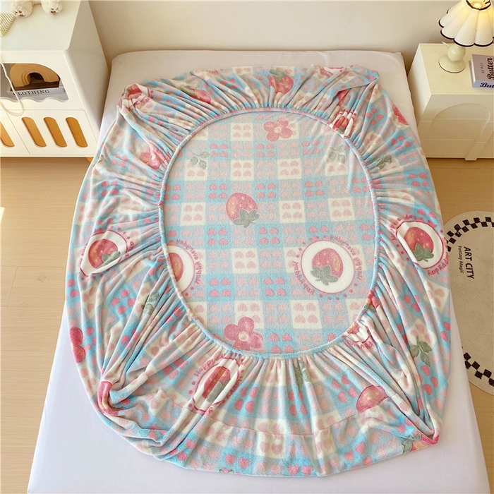 91家纺网 家纺一手货源 找家纺 梦尚舒 2025新款180克雪花绒床笠单品床笠床笠单件 草莓心愿