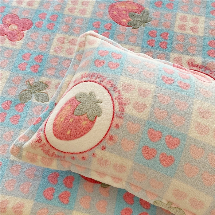 91家纺网 家纺一手货源 找家纺 梦尚舒 2025新款180克雪花绒床笠单品床笠床笠单件 草莓心愿