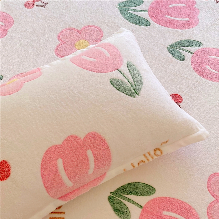 91家纺网 家纺一手货源 找家纺 梦尚舒 2025新款180克雪花绒床笠单品床笠床笠单件 粉色郁金香