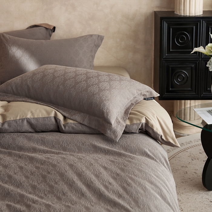 91家纺网 家纺一手货源 找家纺 风向标家纺 2025新款提花100S磨毛四件套-复古莫里斯系列 莫里斯雏菊-咖