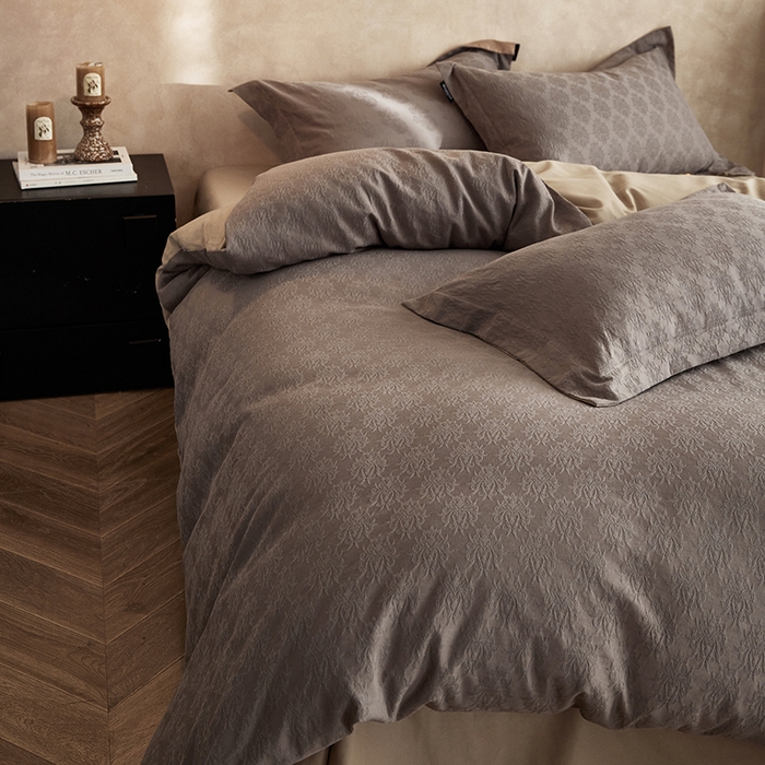 91家纺网 家纺一手货源 找家纺 风向标家纺 2025新款提花100S磨毛四件套-复古莫里斯系列 莫里斯雏菊-咖