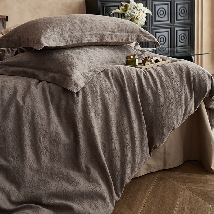 91家纺网 家纺一手货源 找家纺 风向标家纺 2025新款提花100S磨毛四件套-复古莫里斯系列 莫里斯雏菊-咖