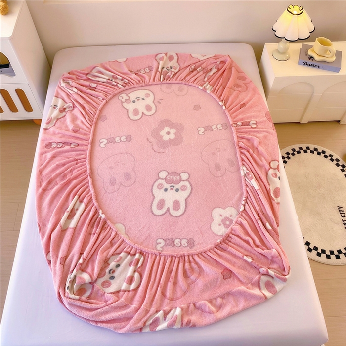 91家纺网 家纺一手货源 找家纺 梦尚舒 2025新款180克雪花绒床笠单品床笠床笠单件 可爱兔