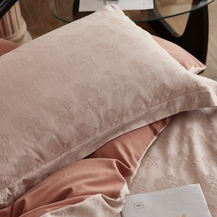 91家纺网 家纺一手货源 找家纺 风向标家纺 2025新款提花100S磨毛四件套-复古莫里斯系列 莫里斯蒲公英-粉