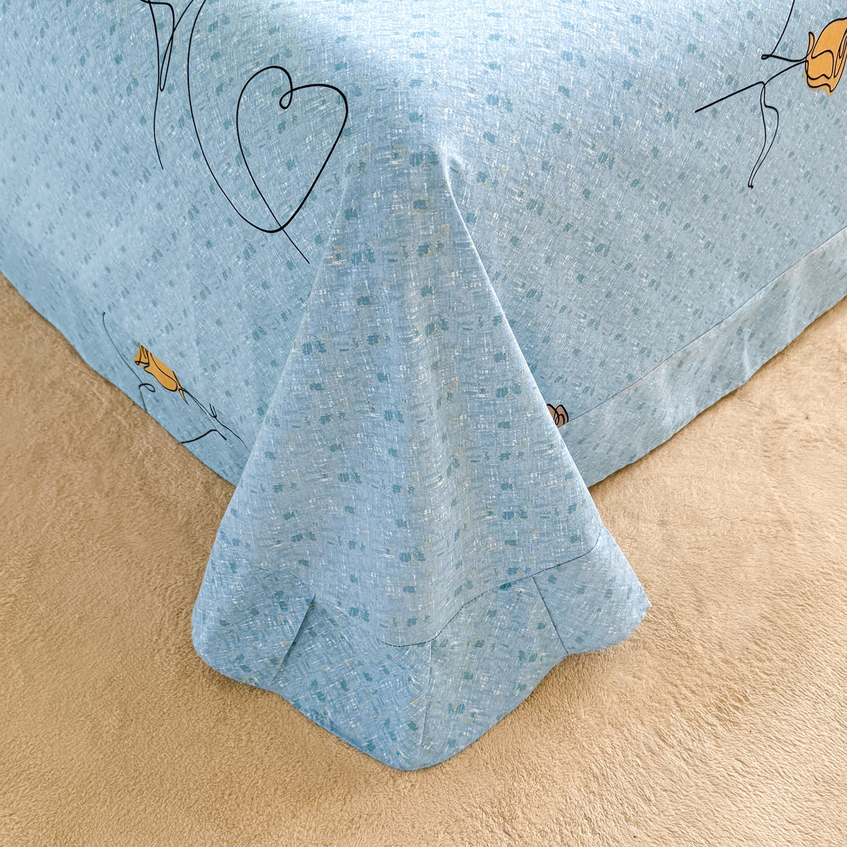 91家纺网 家纺一手货源 找家纺 壹贝家纺 2025新款A类100%全棉加厚磨毛四件套系列 小香玉-蓝