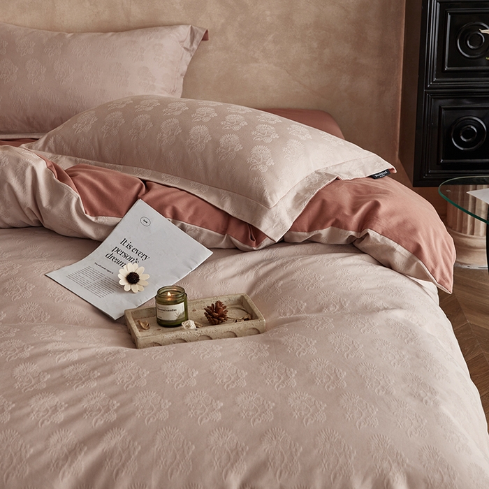 91家纺网 家纺一手货源 找家纺 风向标家纺 2025新款提花100S磨毛四件套-复古莫里斯系列 莫里斯蒲公英-粉