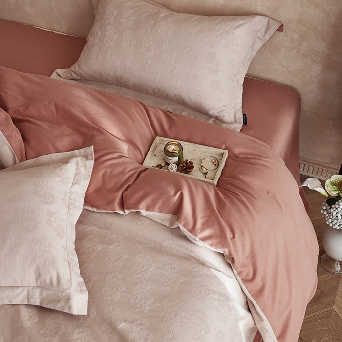 91家纺网 家纺一手货源 找家纺 风向标家纺 2025新款提花100S磨毛四件套-复古莫里斯系列 莫里斯蒲公英-粉