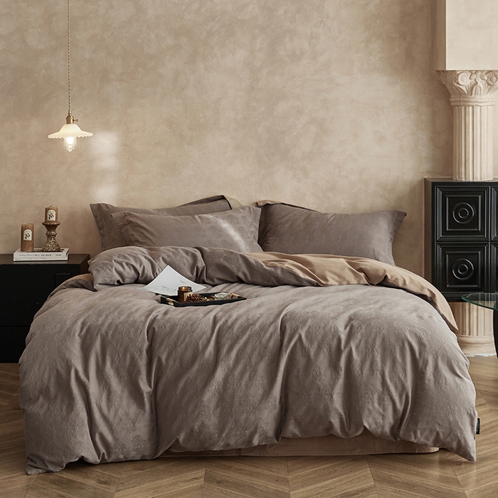 91家纺网 家纺一手货源 找家纺 风向标家纺 2025新款提花100S磨毛四件套-复古莫里斯系列 莫里斯蒲公英-咖