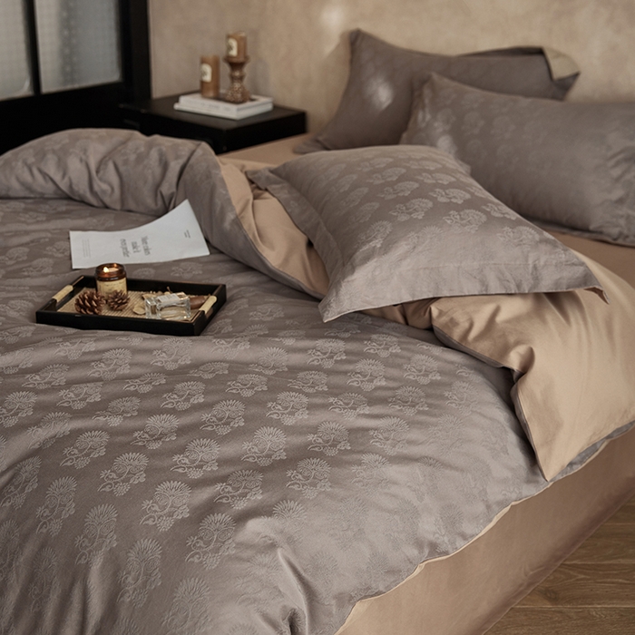 91家纺网 家纺一手货源 找家纺 风向标家纺 2025新款提花100S磨毛四件套-复古莫里斯系列 莫里斯蒲公英-咖