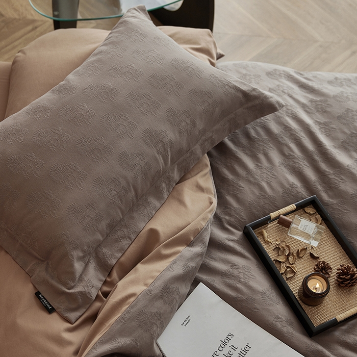 91家纺网 家纺一手货源 找家纺 风向标家纺 2025新款提花100S磨毛四件套-复古莫里斯系列 莫里斯蒲公英-咖