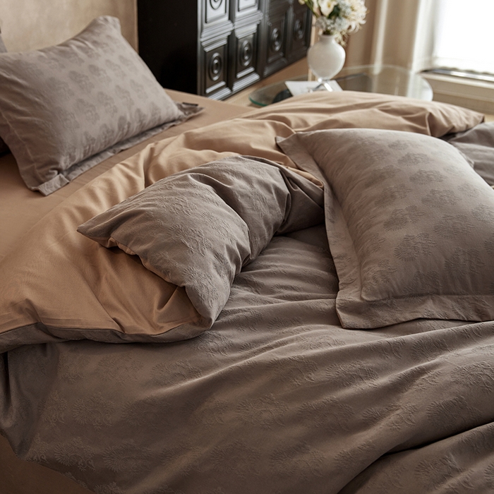 91家纺网 家纺一手货源 找家纺 风向标家纺 2025新款提花100S磨毛四件套-复古莫里斯系列 莫里斯蒲公英-咖