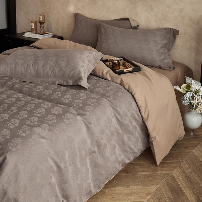 91家纺网 家纺一手货源 找家纺 风向标家纺 2025新款提花100S磨毛四件套-复古莫里斯系列 莫里斯蒲公英-咖