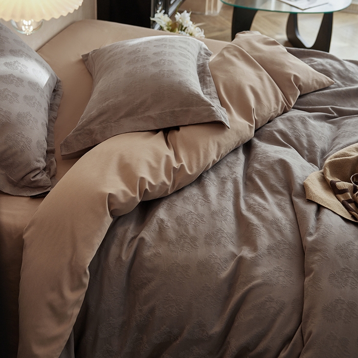 91家纺网 家纺一手货源 找家纺 风向标家纺 2025新款提花100S磨毛四件套-复古莫里斯系列 莫里斯蒲公英-咖