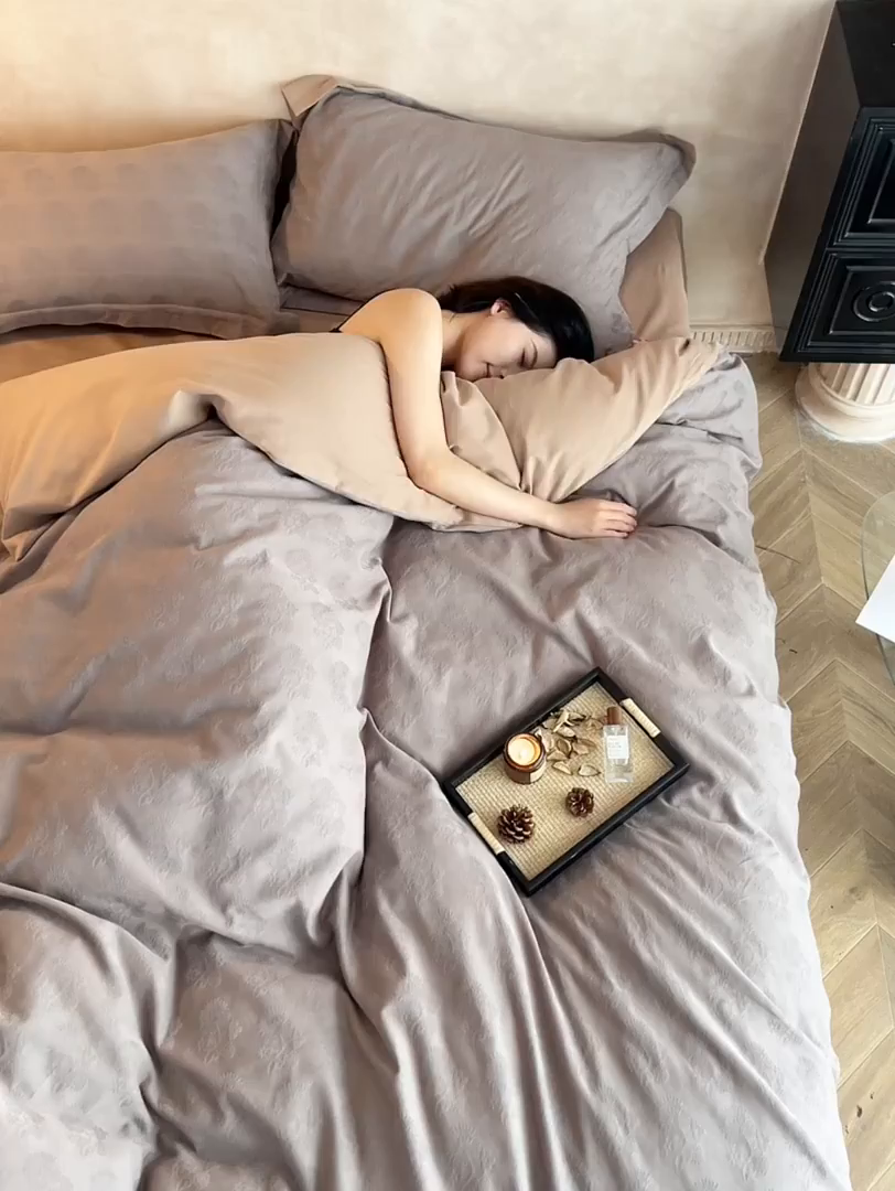 91家纺网 家纺一手货源 找家纺 风向标家纺 2025新款提花100S磨毛四件套-复古莫里斯系列 莫里斯蒲公英-咖