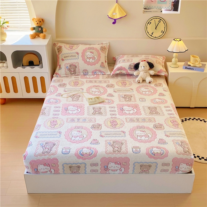 91家纺网 家纺一手货源 找家纺 梦尚舒 2025新款180克雪花绒床笠单品床笠床笠单件 糖果派对