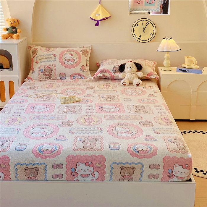 91家纺网 家纺一手货源 找家纺 梦尚舒 2025新款180克雪花绒床笠单品床笠床笠单件 糖果派对