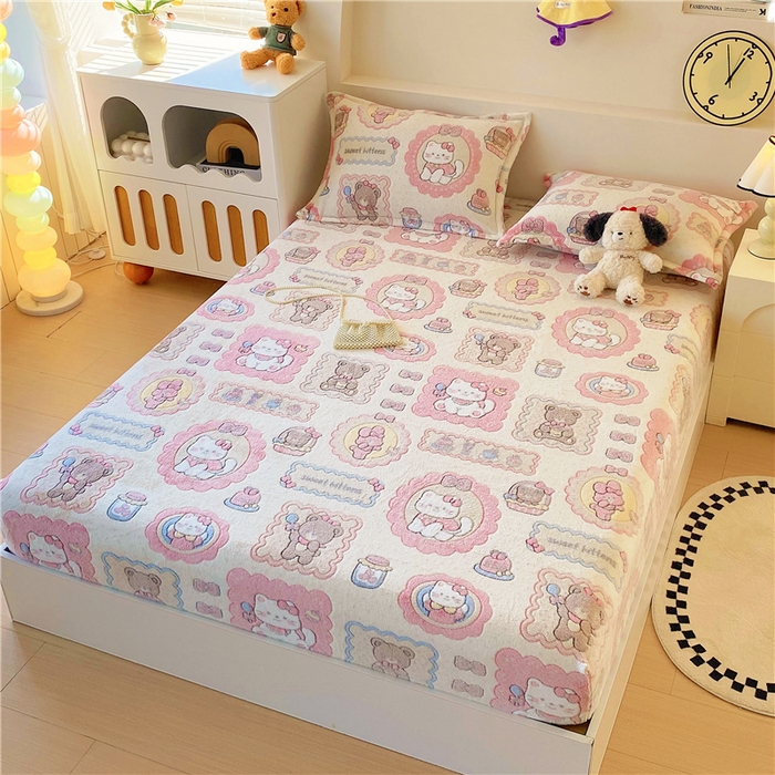 91家纺网 家纺一手货源 找家纺 梦尚舒 2025新款180克雪花绒床笠单品床笠床笠单件 糖果派对