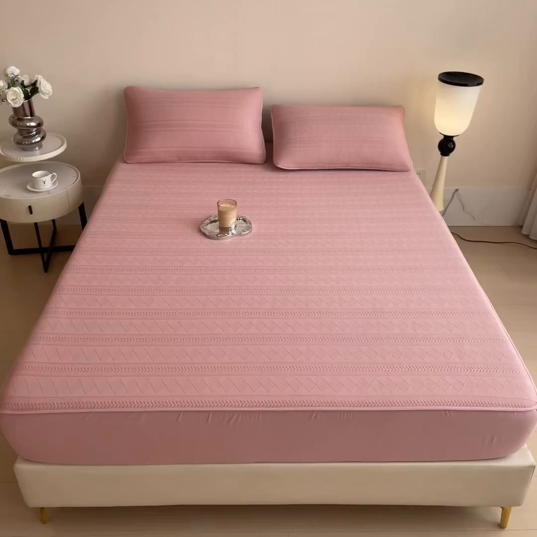 91家纺网 家纺一手货源 找家纺 宜派家纺 2025新款A类柔感彩绒棉夹棉床笠-素菱笺 素菱笺-豆沙奶昔