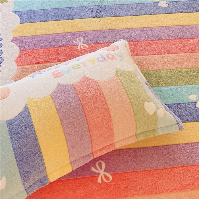 91家纺网 家纺一手货源 找家纺 梦尚舒 2025新款180克雪花绒床笠单品床笠床笠单件 甜心彩虹