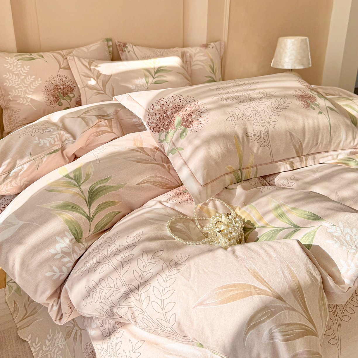 91家纺网 家纺一手货源 找家纺 壹贝家纺 2025新款A类100%全棉加厚磨毛四件套系列 和风雅颂-桔