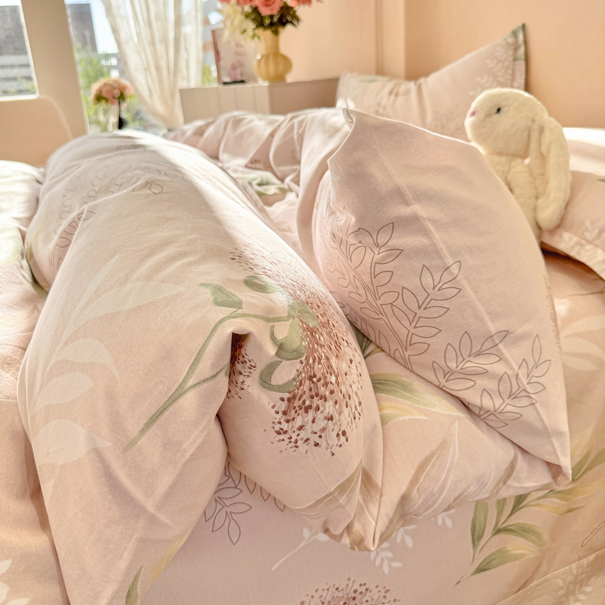 91家纺网 家纺一手货源 找家纺 壹贝家纺 2025新款A类100%全棉加厚磨毛四件套系列 和风雅颂-桔