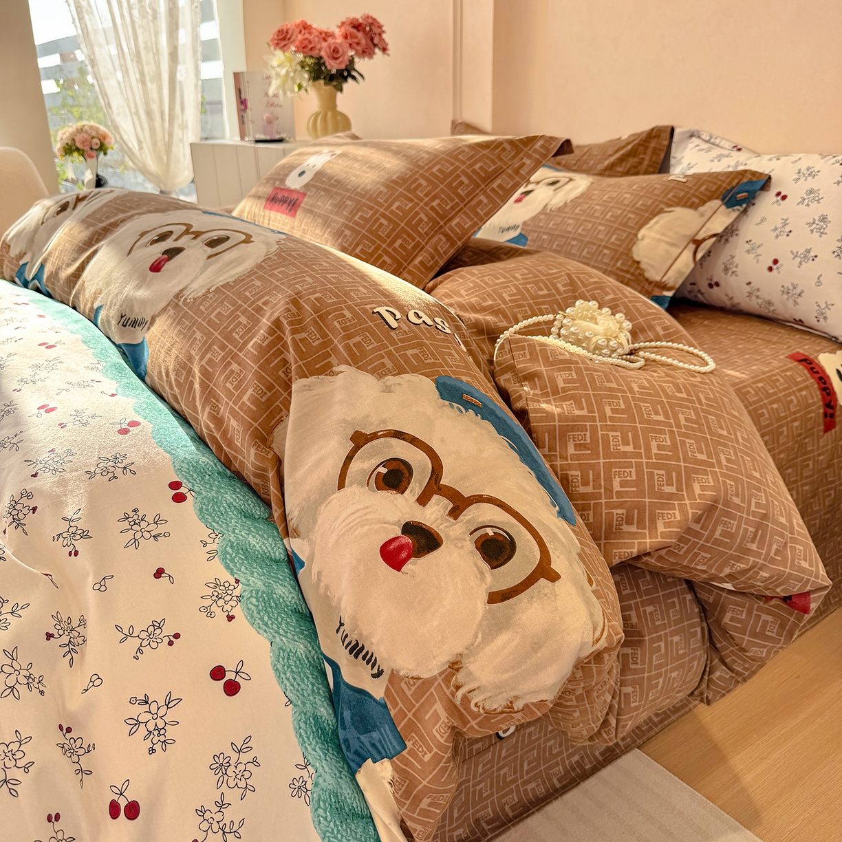 壹贝家纺 2025新款A类100%全棉加厚磨毛四件套系列 凯宝-咖