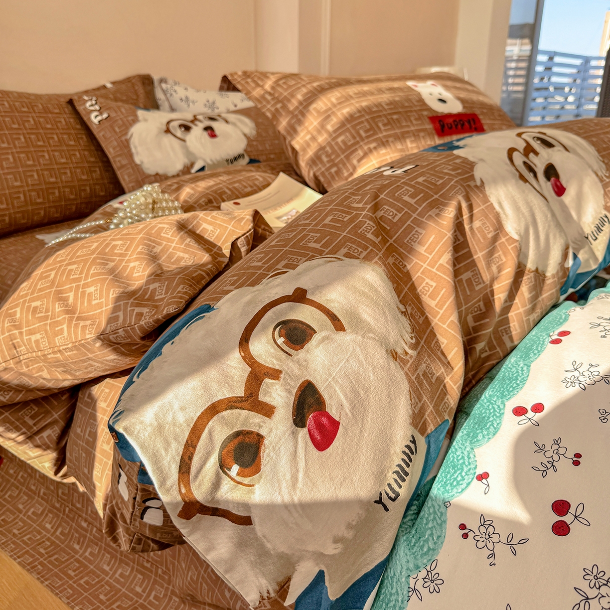 91家纺网 家纺一手货源 找家纺 壹贝家纺 2025新款A类100%全棉加厚磨毛四件套系列 凯宝-咖