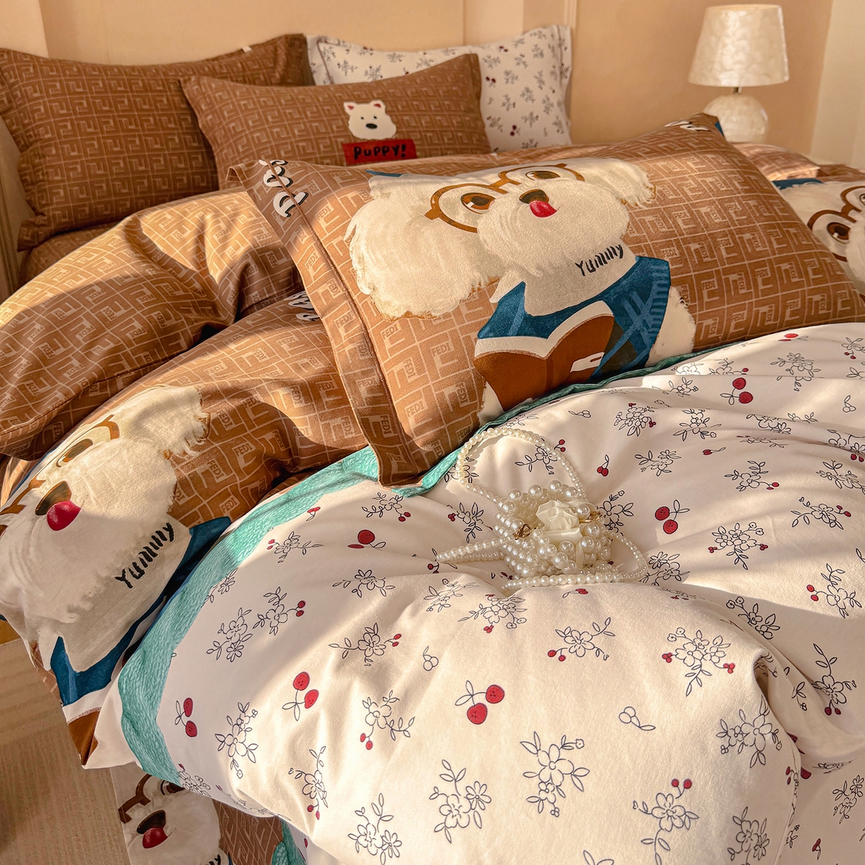 91家纺网 家纺一手货源 找家纺 壹贝家纺 2025新款A类100%全棉加厚磨毛四件套系列 凯宝-咖