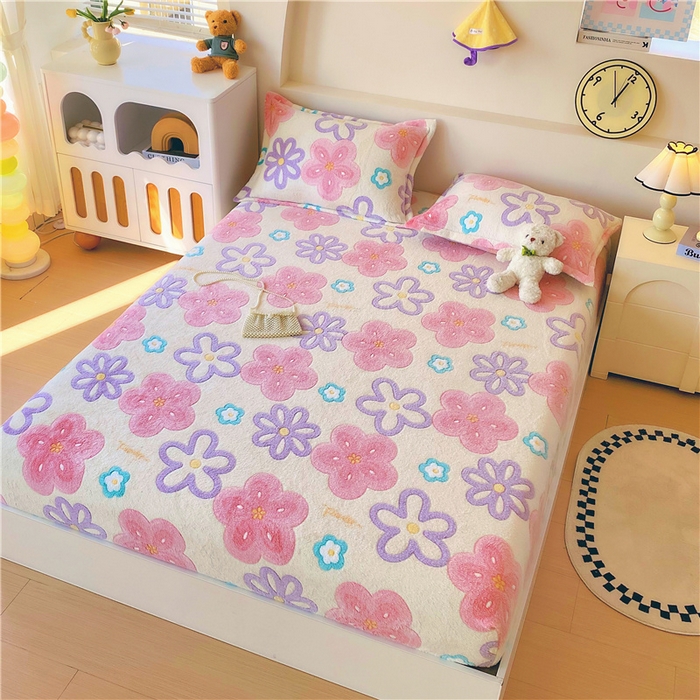 91家纺网 家纺一手货源 找家纺 梦尚舒 2025新款180克雪花绒床笠单品床笠床笠单件 五彩花