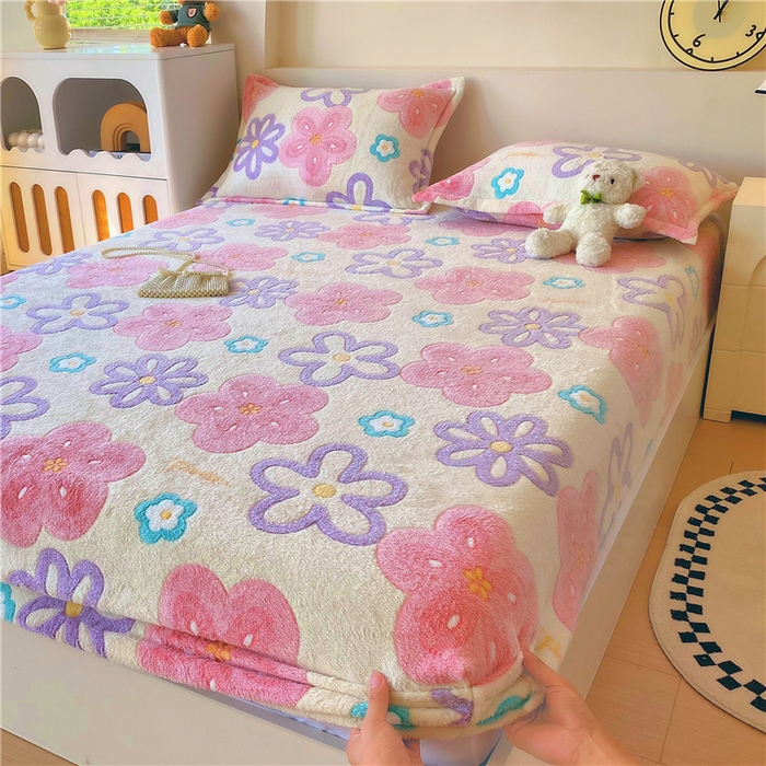 91家纺网 家纺一手货源 找家纺 梦尚舒 2025新款180克雪花绒床笠单品床笠床笠单件 五彩花