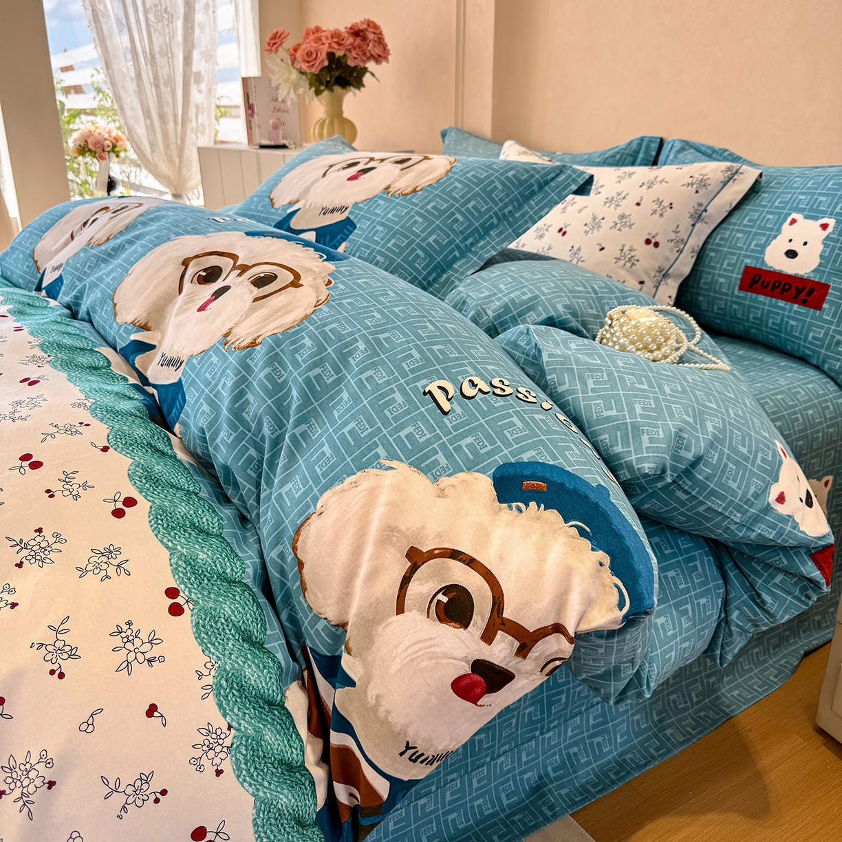 壹贝家纺 2025新款A类100%全棉加厚磨毛四件套系列 凯宝-蓝