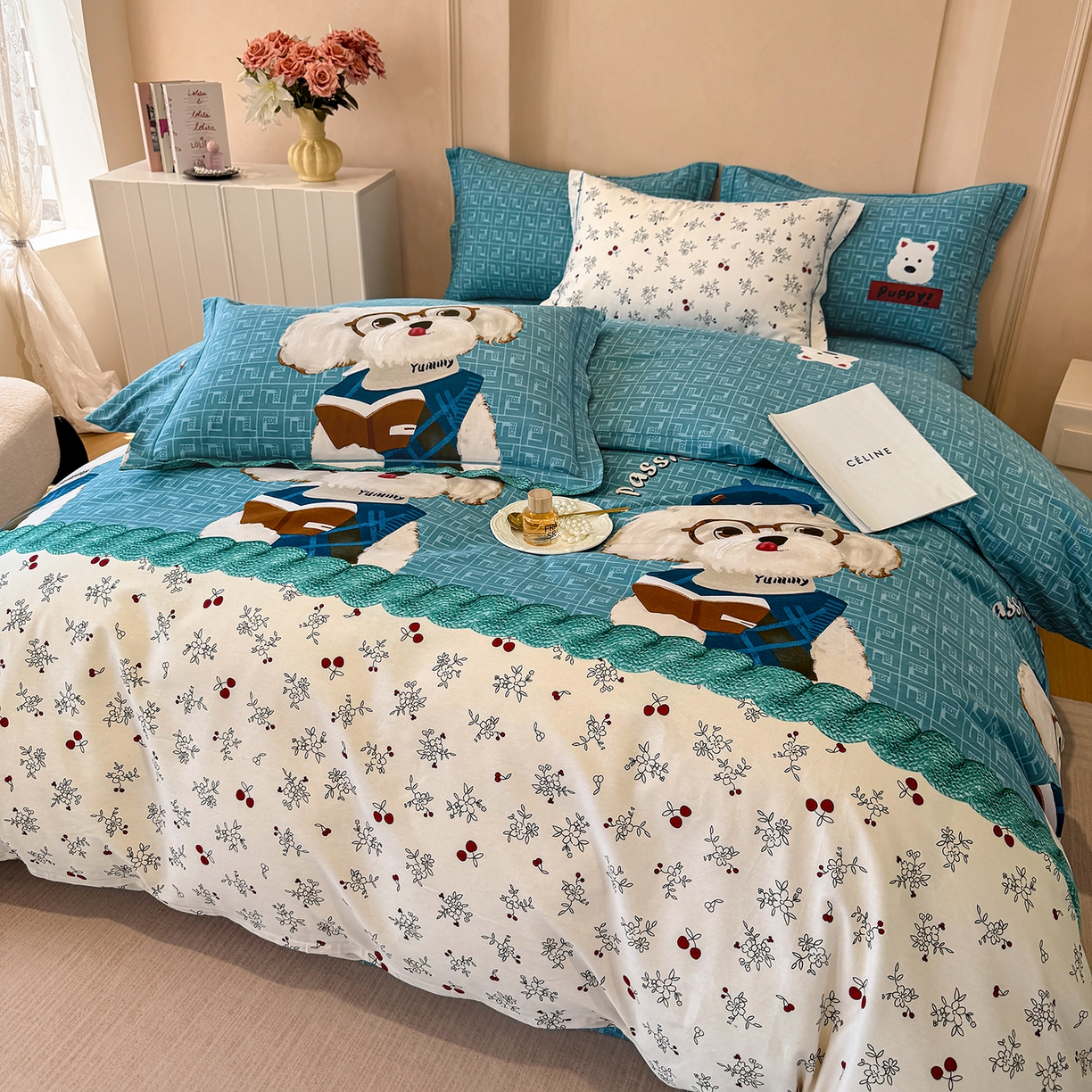 91家纺网 家纺一手货源 找家纺 壹贝家纺 2025新款A类100%全棉加厚磨毛四件套系列 凯宝-蓝