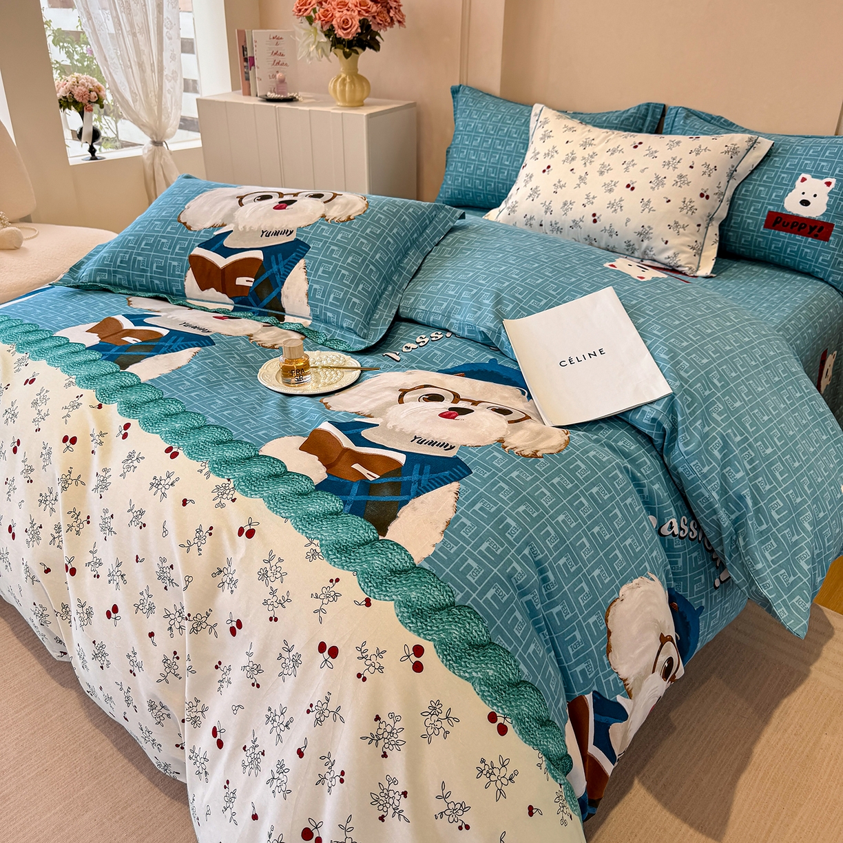 91家纺网 家纺一手货源 找家纺 壹贝家纺 2025新款A类100%全棉加厚磨毛四件套系列 凯宝-蓝