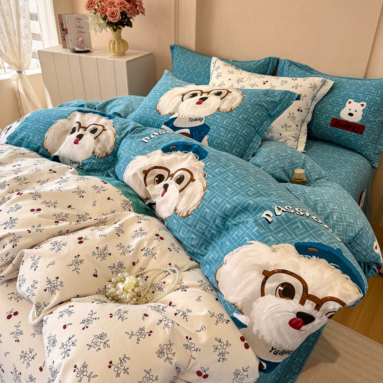 91家纺网 家纺一手货源 找家纺 壹贝家纺 2025新款A类100%全棉加厚磨毛四件套系列 凯宝-蓝