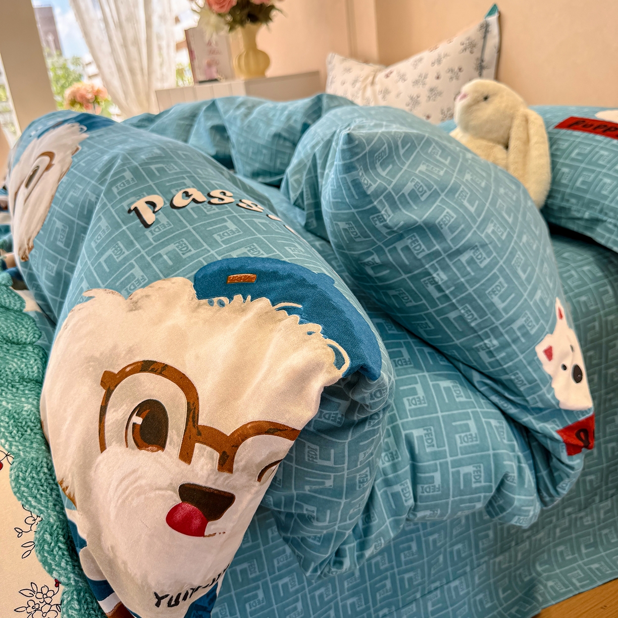 91家纺网 家纺一手货源 找家纺 壹贝家纺 2025新款A类100%全棉加厚磨毛四件套系列 凯宝-蓝