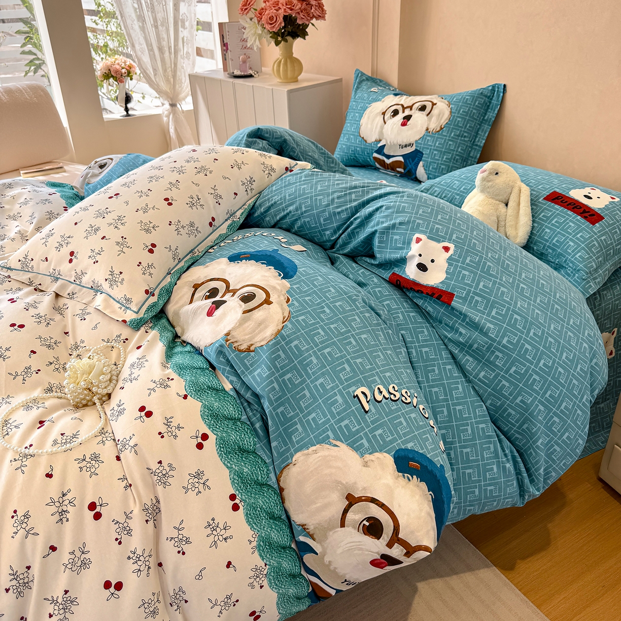 91家纺网 家纺一手货源 找家纺 壹贝家纺 2025新款A类100%全棉加厚磨毛四件套系列 凯宝-蓝