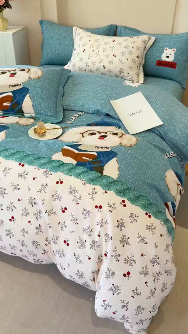 91家纺网 家纺一手货源 找家纺 壹贝家纺 2025新款A类100%全棉加厚磨毛四件套系列 凯宝-蓝