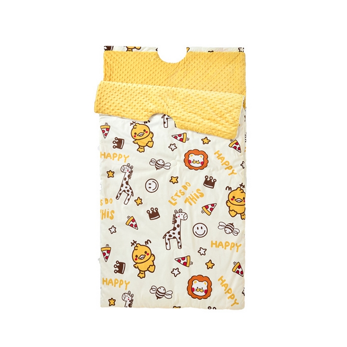 91家纺网 家纺一手货源 找家纺 嗨皮宝贝 2025新款儿童防踢被秋冬款季加厚睡袋中大童小孩防蹬被子神器四季通用 恐龙世界黄-豆豆款-厚款夹棉240g