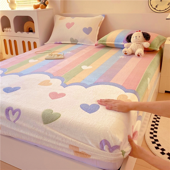 梦尚舒 2025新款180克雪花绒床笠单品床笠床笠单件 心心相印