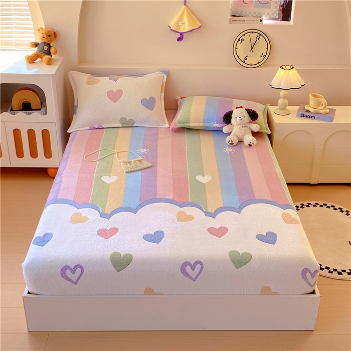 91家纺网 家纺一手货源 找家纺 梦尚舒 2025新款180克雪花绒床笠单品床笠床笠单件 心心相印