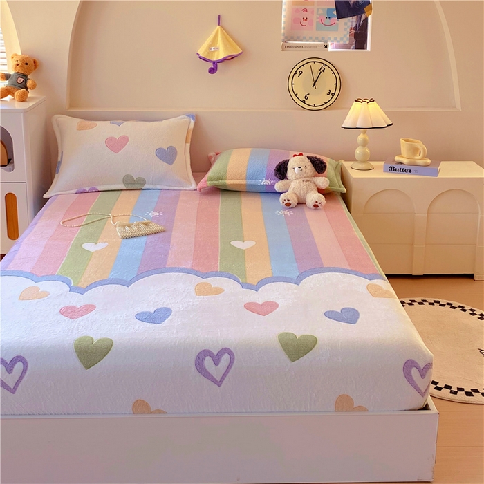 91家纺网 家纺一手货源 找家纺 梦尚舒 2025新款180克雪花绒床笠单品床笠床笠单件 心心相印